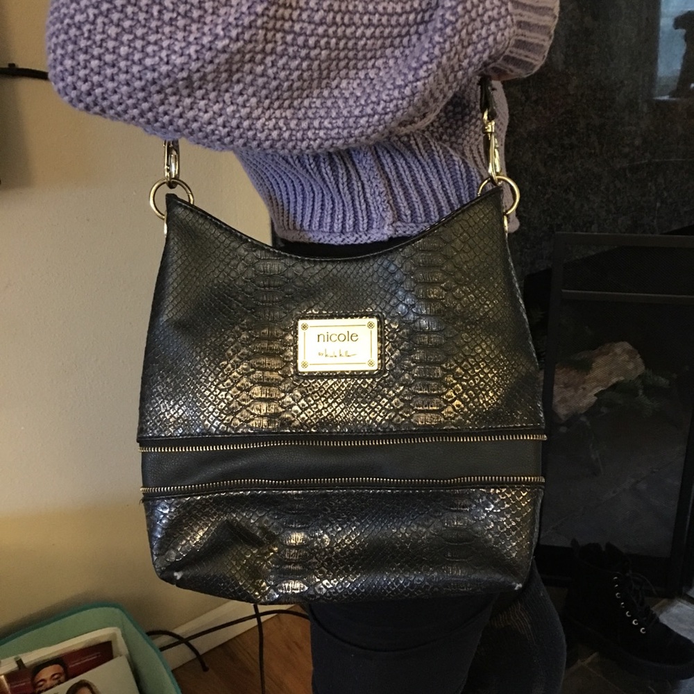 Nicole Miller Faux Alligator shoulder bag